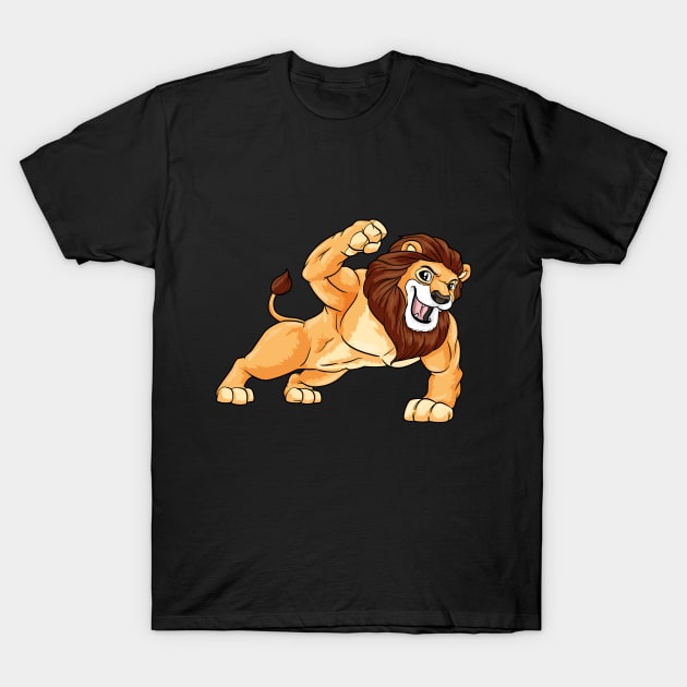 Funny Lion as a bodybuilder T-Shirt by Markus Schnabel